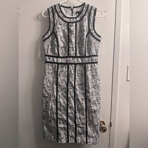Sears Black and White Textured Midi Dress